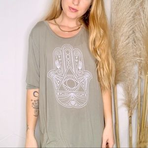 3 for $25 | Sage Green Hamsa Graphic Tee